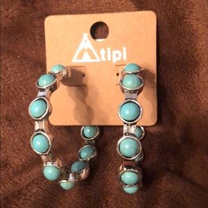 Turquoise Silver Hoop Earrings